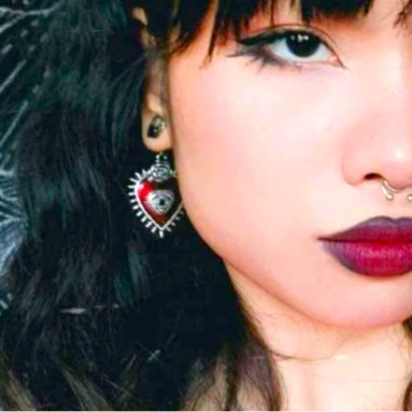 Goth Steampunk EvilEye Enchantress Queen of Hearts Statement EarJacket E… - Picture 8 of 10